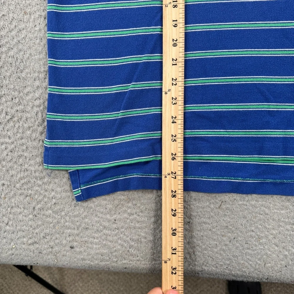 Polo Ralph Lauren Shirt Men's Large Blue Striped Short Sleeve Rugby Golf‎